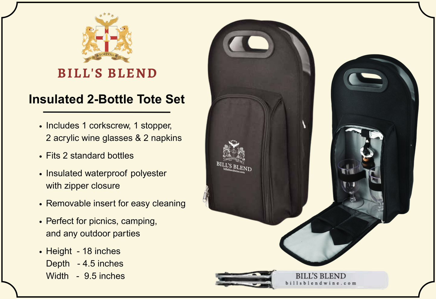 Insulated 2-Bottle Tote Set